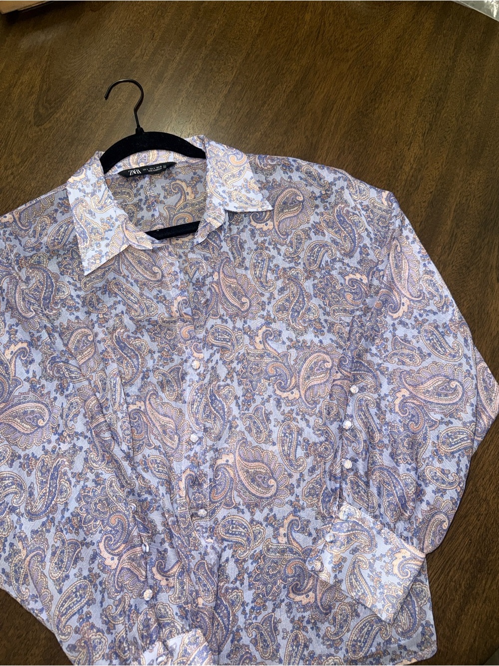 Zara woman’s Lavender Paisley Button-Up Shirt